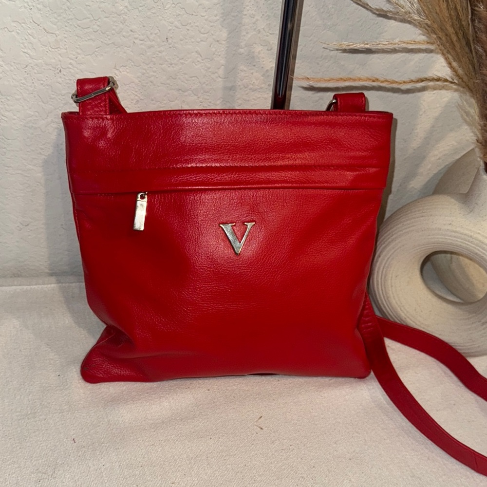 Valentino Red Crossbody Bag with Metallic Emblem